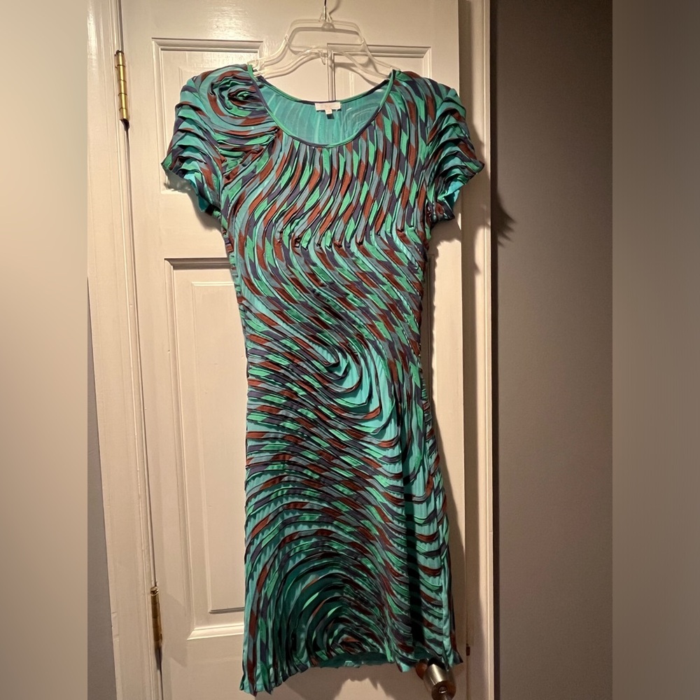 Women’s IKA Green/Purple/Brown Swirly Dress Sz 36